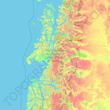 Topografische Karte Región Aysén del General Carlos Ibáñez del Campo, Höhe, Relief