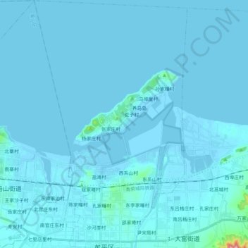 Topografische Karte 宁海街道, Höhe, Relief