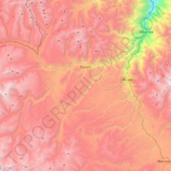 Topografische Karte Corani, Höhe, Relief