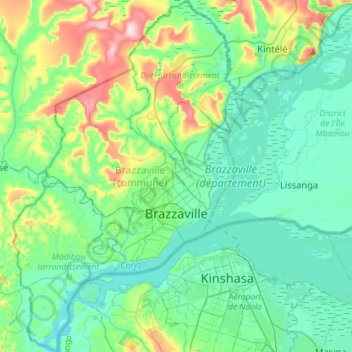 Topografische Karte Brazzaville (municipality), Höhe, Relief