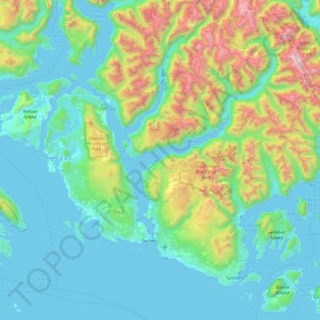 Topografische Karte Area B (Halfmoon Bay), Höhe, Relief