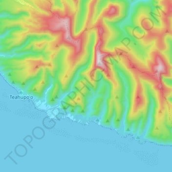 Topografische Karte Teahupoo, Höhe, Relief