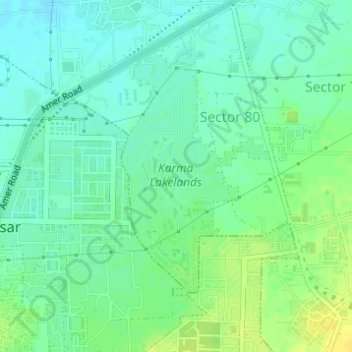 Topografische Karte Karma Lakelands, Höhe, Relief