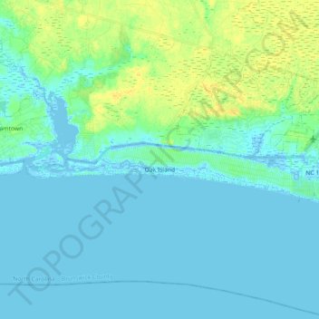 Topografische Karte Oak Island, Höhe, Relief