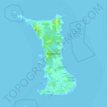 Topografische Karte Malapascua, Höhe, Relief