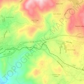 Topografische Karte East Sonora, Höhe, Relief