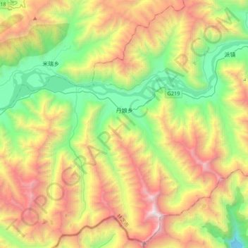 Topografische Karte 丹娘乡, Höhe, Relief