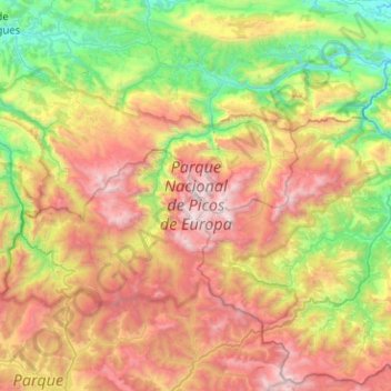 Topografische Karte Picos de Europa National Park, Höhe, Relief