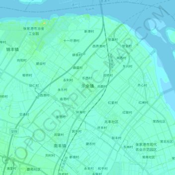 Topografische Karte 乐余镇, Höhe, Relief