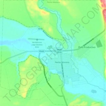 Topografische Karte Perito Moreno, Höhe, Relief