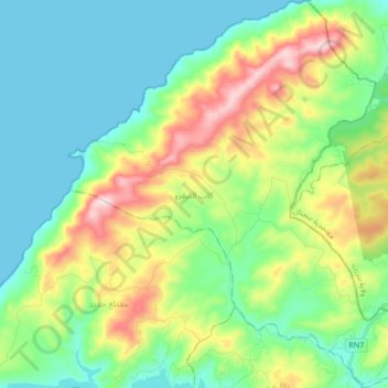 Topografische Karte Cap Negro, Höhe, Relief