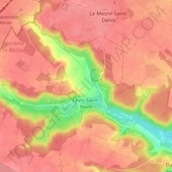 Topografische Karte Lévis-Saint-Nom, Höhe, Relief