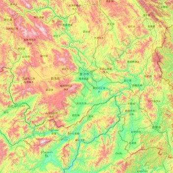 Topografische Karte Préfecture autonome dai de Xishuangbanna, Höhe, Relief