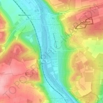 Topografische Karte Sommerhausen, Höhe, Relief