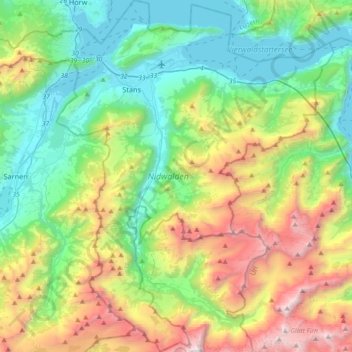 Topografische Karte Nidwalden, Höhe, Relief