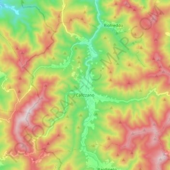Topografische Karte Calizzano, Höhe, Relief