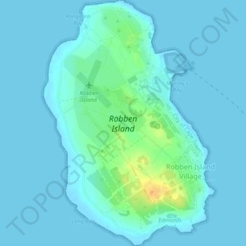 Topografische Karte Robben Island, Höhe, Relief
