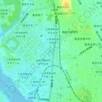 Topografische Karte 光沼, Höhe, Relief