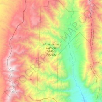 Topografische Karte Monumento Natural del Abra del Acay, Höhe, Relief