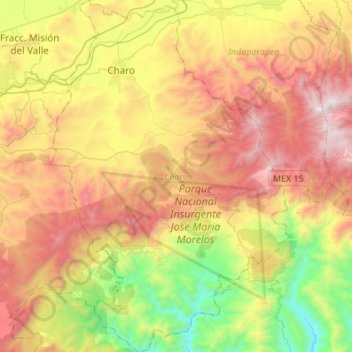 Topografische Karte Charo, Höhe, Relief