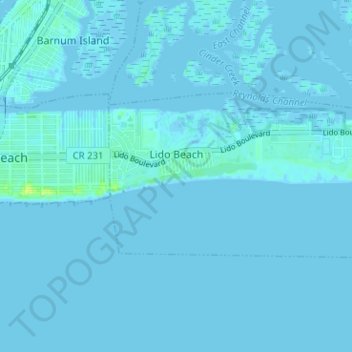 Topografische Karte Lido Beach, Höhe, Relief