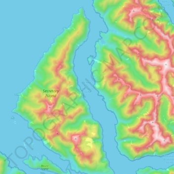 Topografische Karte Thompson Sound, Höhe, Relief