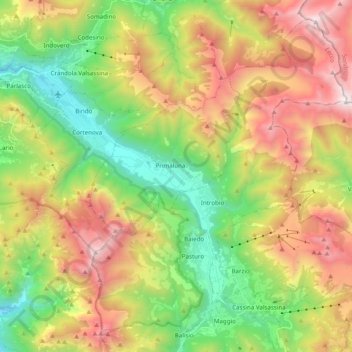 Topografische Karte Unione Centro Valsassina e della Grigna Settentrionale, Höhe, Relief