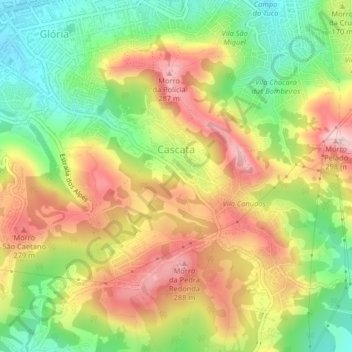 Topografische Karte Cascata, Höhe, Relief