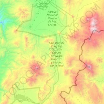 Topografische Karte Parque Nacional Nevado de Tres Cruces, Höhe, Relief