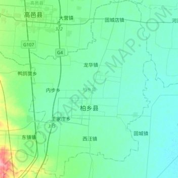 Topografische Karte 柏乡县, Höhe, Relief