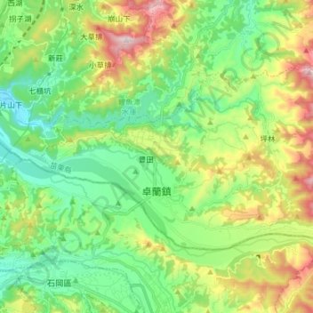 Topografische Karte 卓蘭鎮, Höhe, Relief