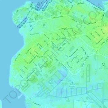 Topografische Karte Hickam Housing, Höhe, Relief