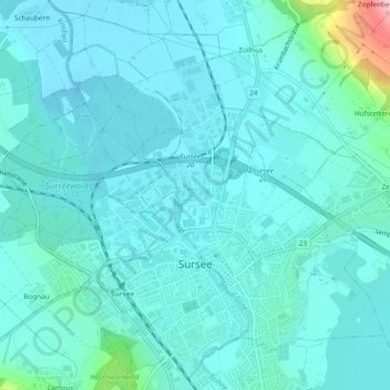 Topografische Karte Sursee, Höhe, Relief