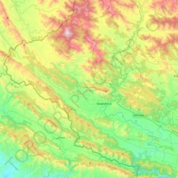 Topografische Karte Nowshehra Tehsil, Höhe, Relief