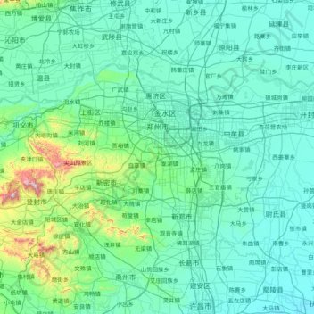 Topografische Karte 郑州市, Höhe, Relief