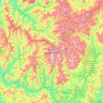 Topografische Karte Trinity Alps Wilderness, Höhe, Relief
