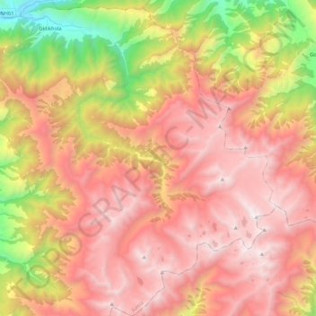 Topografische Karte Haku, Höhe, Relief