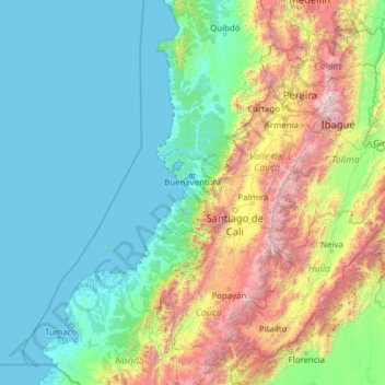 Topografische Karte Buenaventura, Höhe, Relief