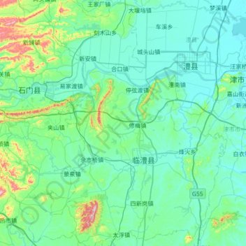 Topografische Karte 临澧县, Höhe, Relief