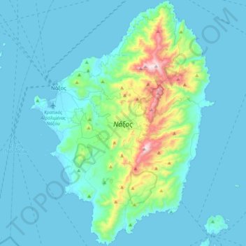 Topografische Karte Naxos, Höhe, Relief
