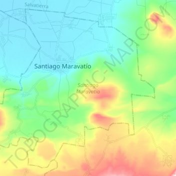 Topografische Karte Santiago Maravatío, Höhe, Relief