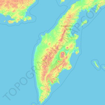 Topografische Karte Kamchatka Peninsula, Höhe, Relief