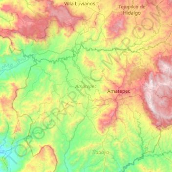 Topografische Karte Amatepec, Höhe, Relief