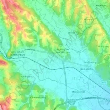 Topografische Karte Söding-St. Johann, Höhe, Relief