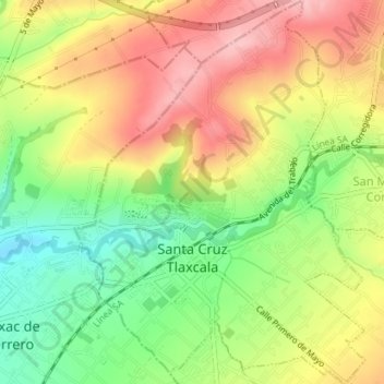 Topografische Karte Santa Cruz Tlaxcala, Höhe, Relief
