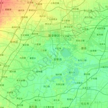 Topografische Karte 雄安新区, Höhe, Relief