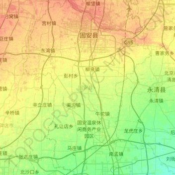 Topografische Karte 固安县, Höhe, Relief