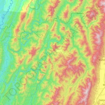 Topografische Karte Nungba, Höhe, Relief