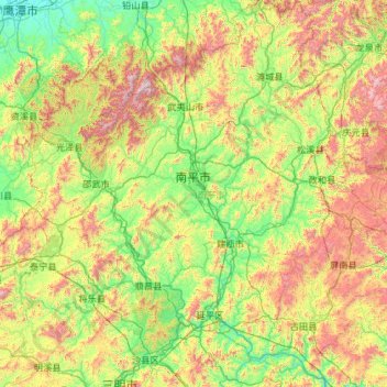 Topografische Karte Nanping, Höhe, Relief
