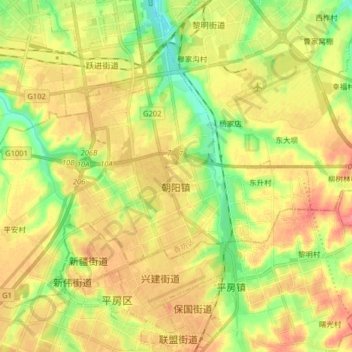 Topografische Karte 朝阳镇, Höhe, Relief